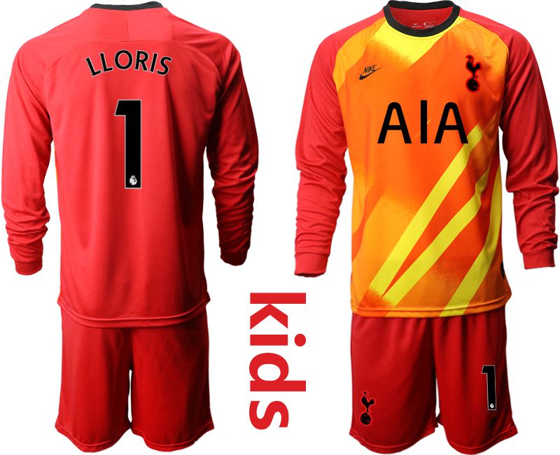 Youth 2019-2020 club Tottenham Hotspur red goalkeeper long sleeve #1 Soccer Jerseys->arsenal jersey->Soccer Club Jersey